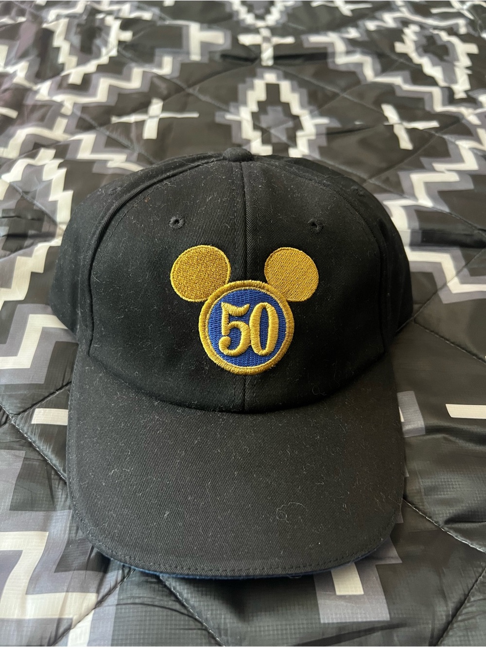 Disney Black Baseball Cap with Gold and Blue 50 Logo